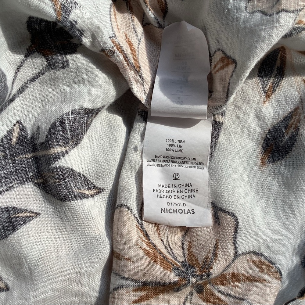 Nicholas Linen Floral Tiered Maxi Dress Size 0 Sepia Brown White Pockets - Picture 15 of 16